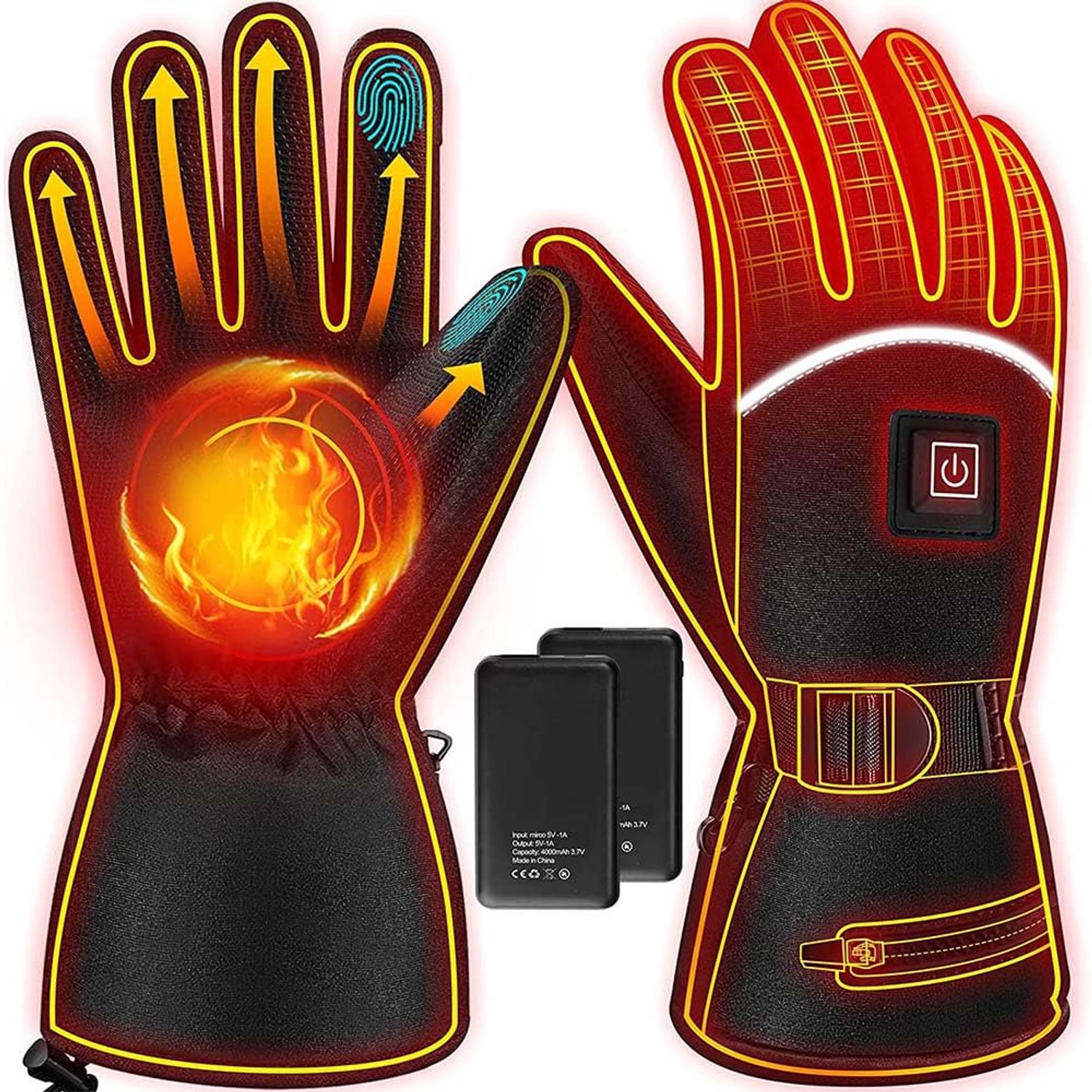 Verwarmde Handschoenen 3 Warmtestanden 7 4 V 4000 mAh Touchscreen Waterdicht Voor Skiën Wandelen en Fietsen Unisex Standard