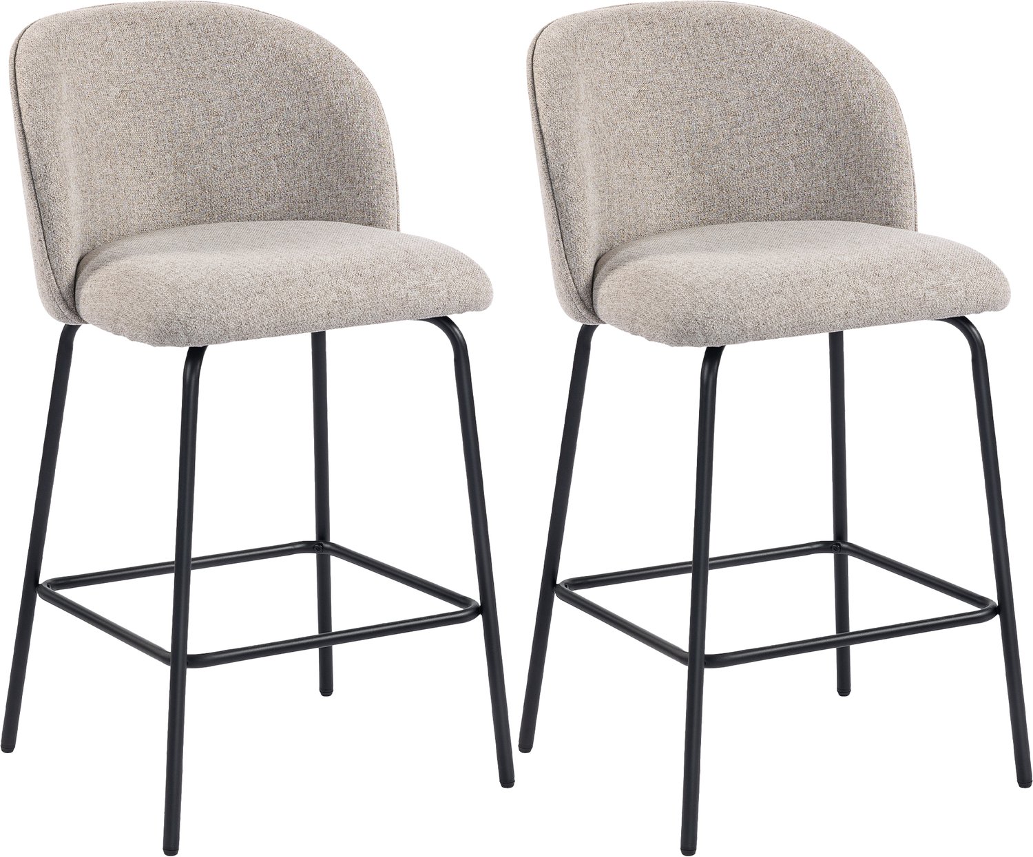 Homona Barhocker - Set van 2 - Met rugleuning en voetsteun - 50 x 55 x 93 cm - Lichtgrijs