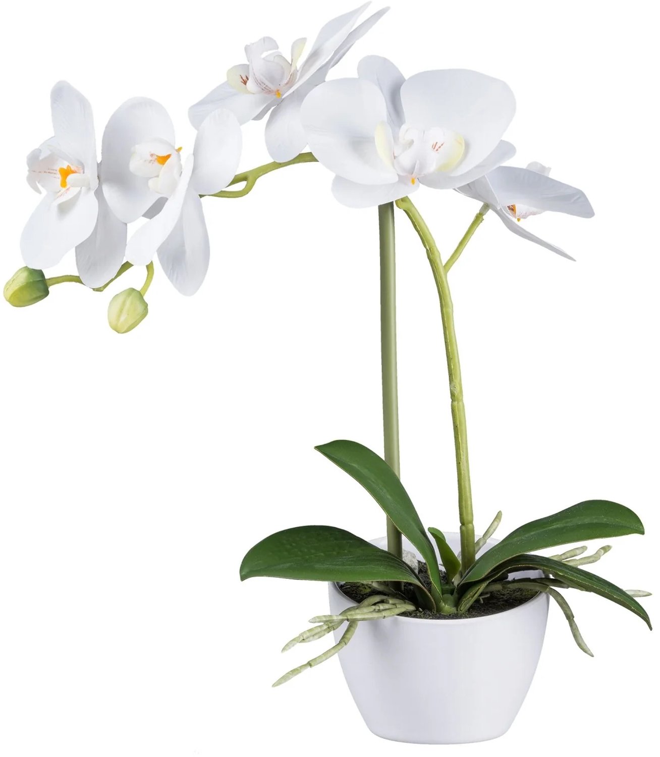 KOPU® Kunstorchidee 33 cm - Set van 2 - Wit - Witte pot - Phalaenopsis
