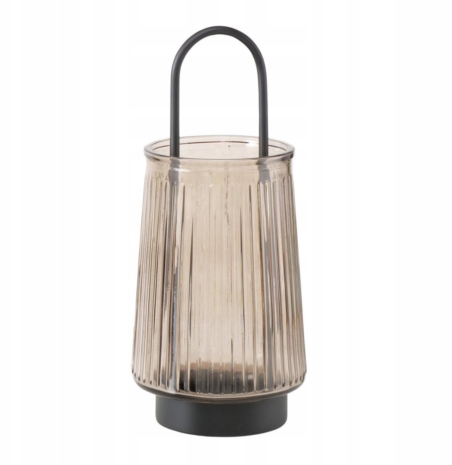 Boltze IVER glazen kandelaar met handvat - 25,5 cm hoog, 11 cm diameter Bruin