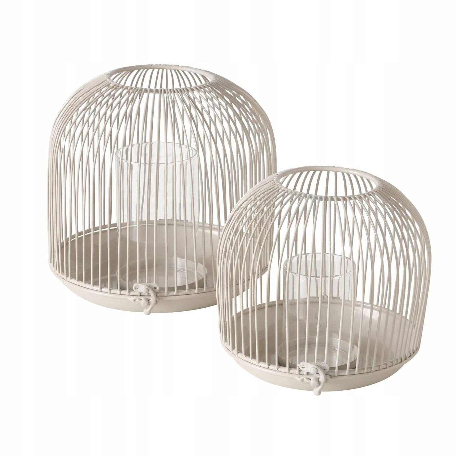 Boltze JUSTINE metalen windlichten set van 2 - zandkleurig Beige