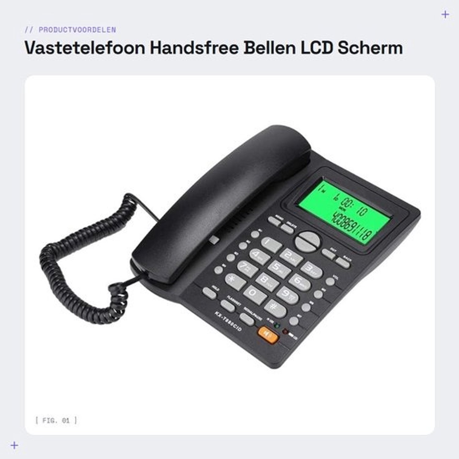 Dailygoods- Bedrade huistelefoon met LCD-display - Snoerloze handset - Telefoneren met luidspreker - Laatste nummer opnieuw kiezen - Functie voor pauzeren en vasthouden - ABS-kunststof