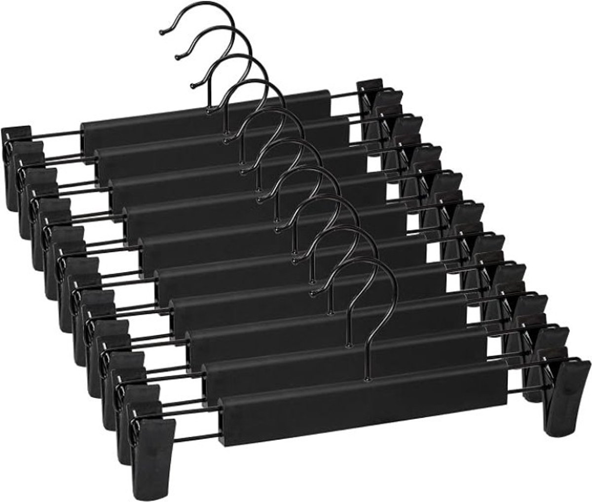 PolkaHome 10 stuks antislip broekhangers met verstelbare clips, zwart