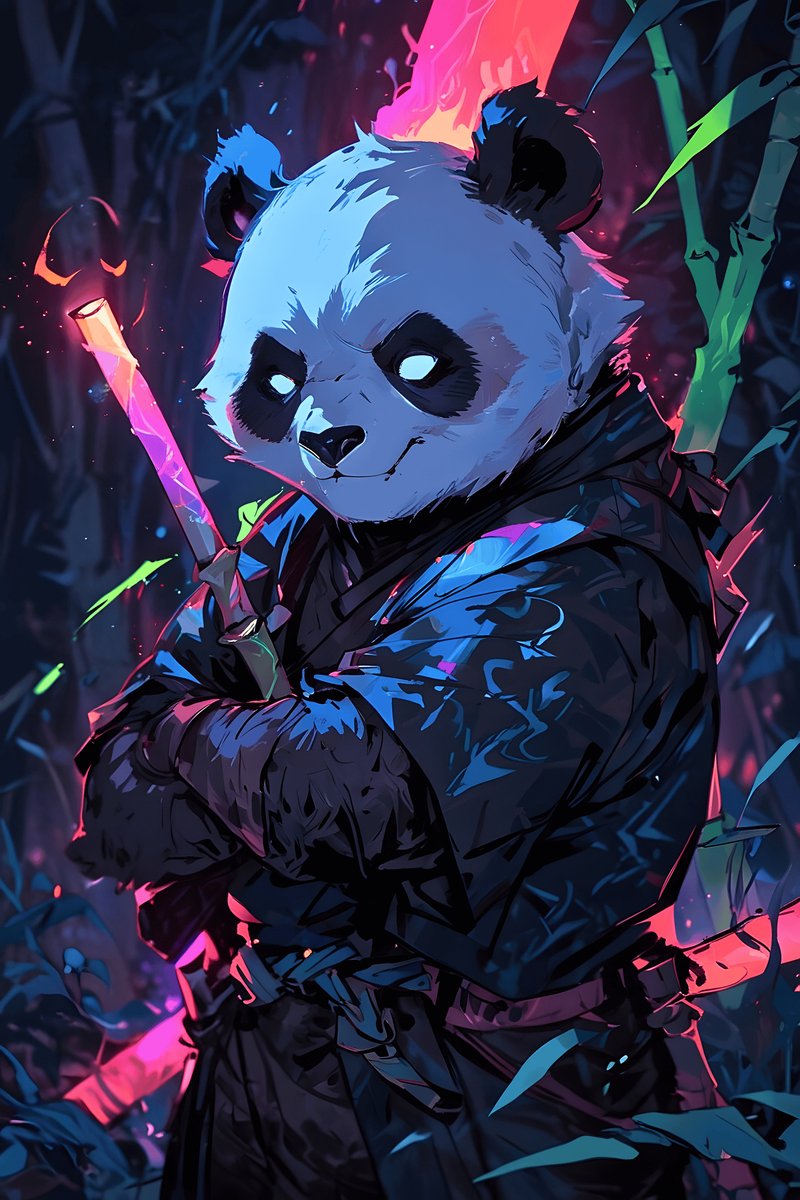 Panda Poster - Samurai - Dieren - Kunst - Artistieke - Fantasie - posters - formaat 30x40cm - Wanddecoratie - XS2764MT