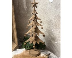 Het Bloemenerf - Sapin de Noël en métal rouillé champêtre avec cloches – taille L – Décoration de Noël rustique – couleur rouille