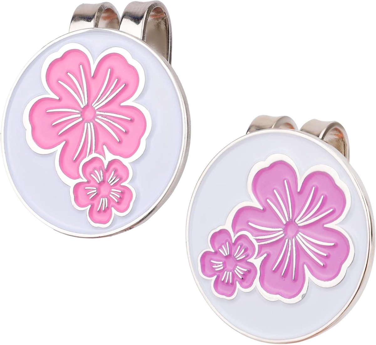 2 Stuks Magnetische Golfhoedclip, 2,5 cm Ronde Magnetische Balmarker met Hoedclip Golfaccessoires met Bloemenpatroon voor Heren en Dames