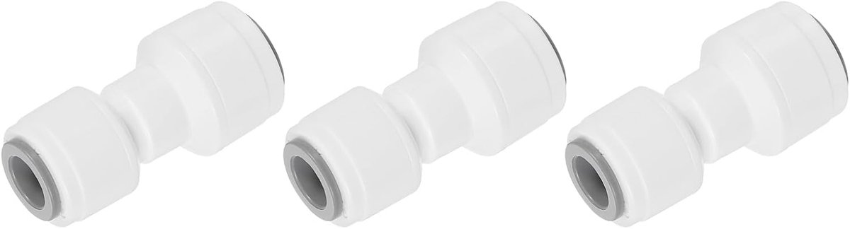 3 stuks push-to-connect fittingen, 5/16 inch OD x 3/8 inch OD luchtslangfittingen slang & slang en pijp snelle verbindingsfitting plastic rechte koppeling voor RO watersysteem, wit (8-10 mm)