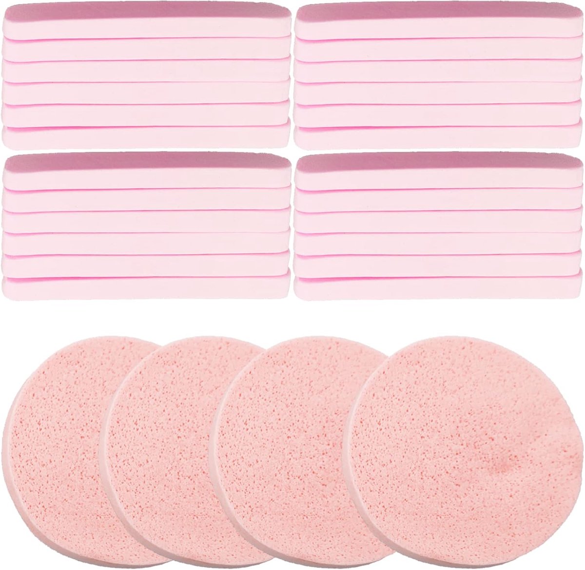 60 stuks roze gecomprimeerde gezichtssponzen, zachte reinigingsspons, make-upspons, gezichtsreinigingsspons voor gezichtsreiniging, peeling, spa-massage