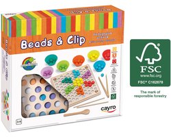 Cayro Beads and Clip - Montessori Sorteerspel met Kraaltjes, Pincet, Eetstokjes en Lepel - 8 Sjablonen Plus 2 Blanco - Motoriek en Kleurherkenning - Vanaf 3 Jaar - Cayro Collection