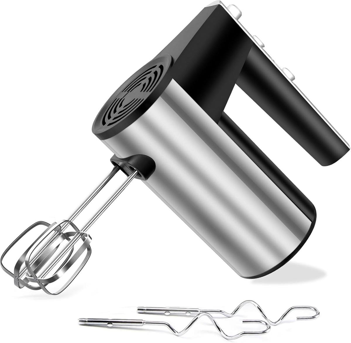 Zilverkleurige elektrische mixer, Geschikt voor bakken.