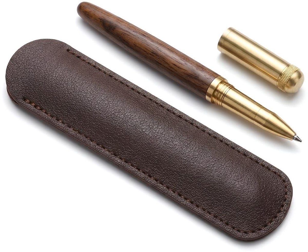 Ainy - Luxe Houten Balpen incl. extra balpennen vulling & chique pennen hoes - elegant en stijlvol pen cadeau voor vrouwen - (niet geschikt voor Parker Jotter rollerbalpen of Waterman rollerbalpennen vulling)