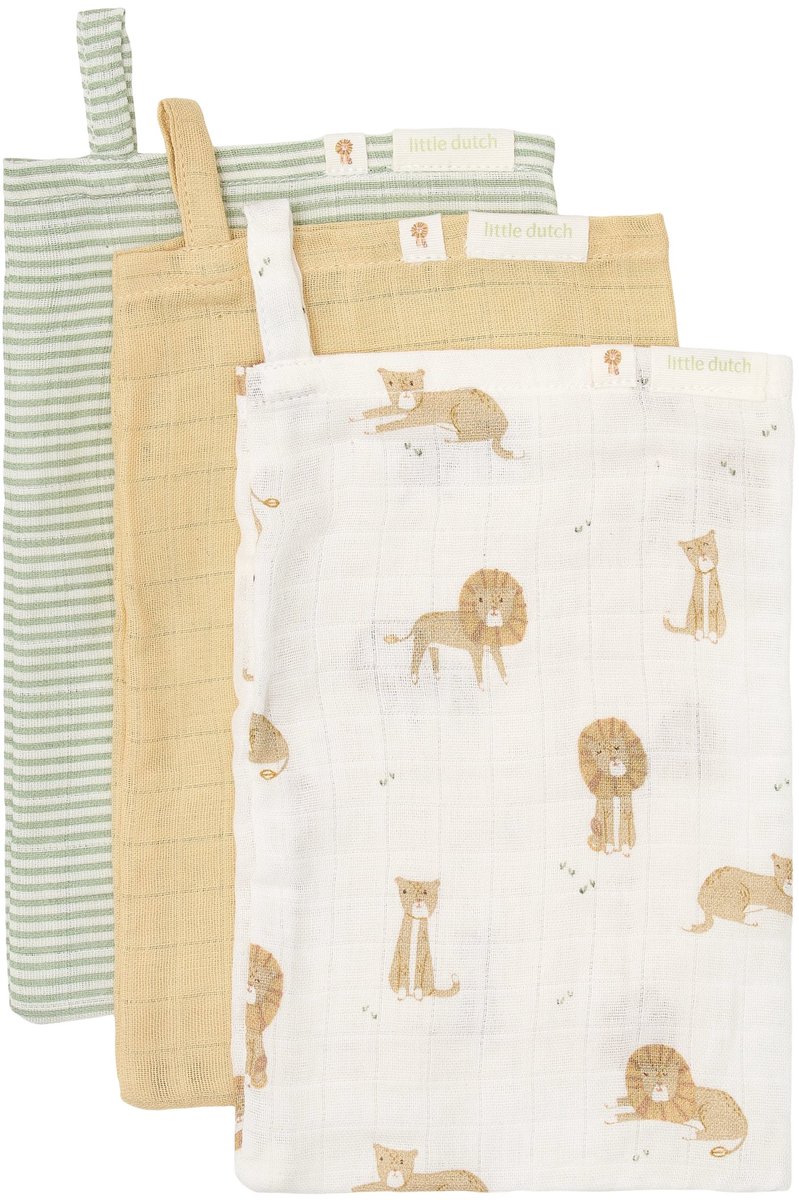 Little Dutch Safari Leo Washandjes Set - 14 x 21 cm - Geel