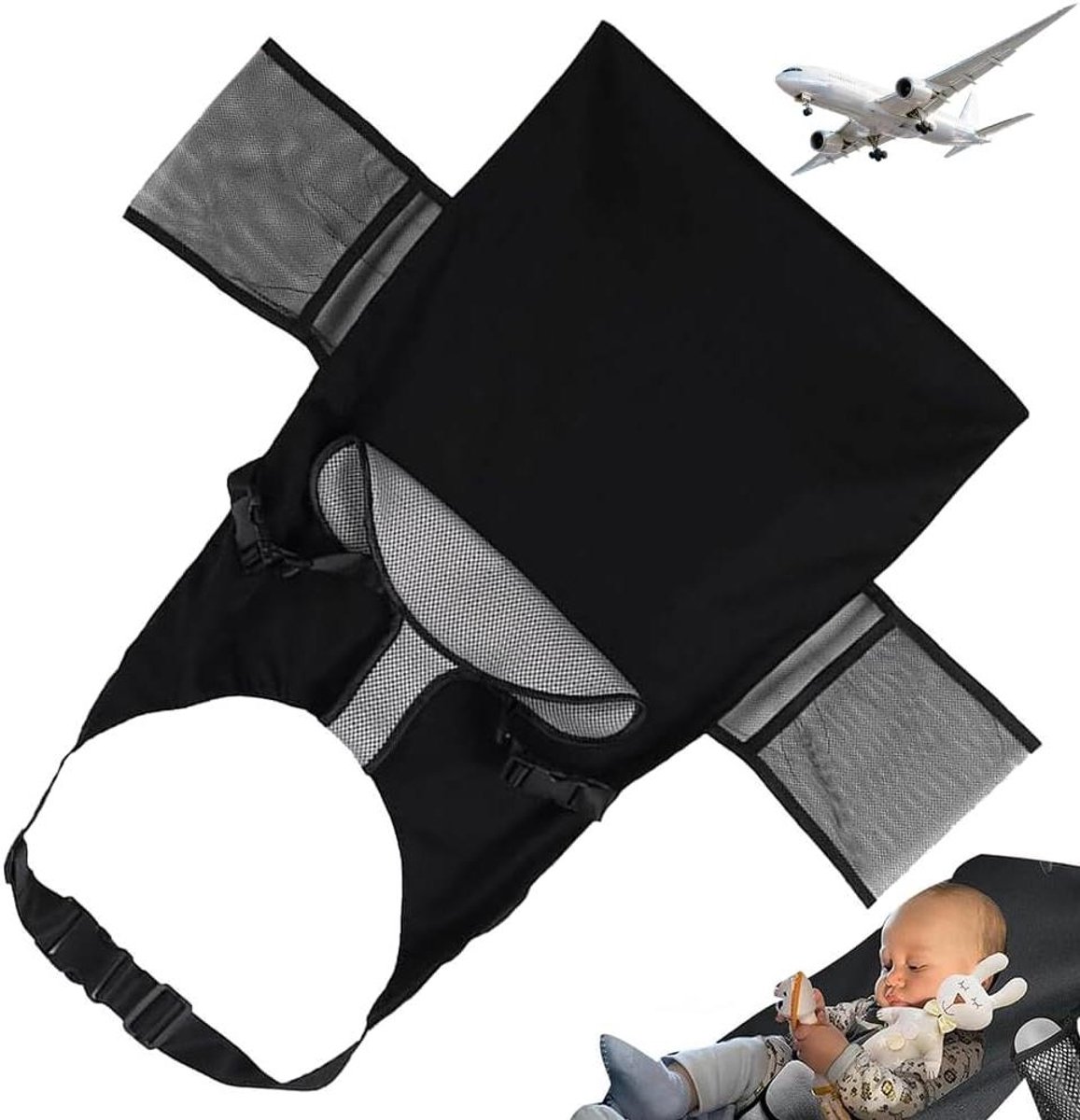 Reisbed Kinderen - Draagbaar Hangmat - Comfortabel Slapen - Stoelverlenging - 71 cm Diep - Zwart