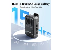 BOBLOV KJ23PRO 2K-lichaamscamera, geïntegreerde 256 GB bodycams met nachtzicht, 4000 mAh-batterij voor 15 uur continue - ShopVlot