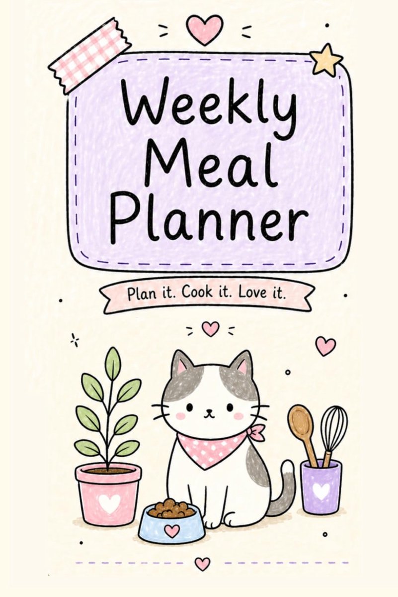 Cute Cat Meal Planner Weekly Food Organizer: Undated Menu Planning Book with Grocery Lists, Healthy Eating Tracker, & - ShopVlot