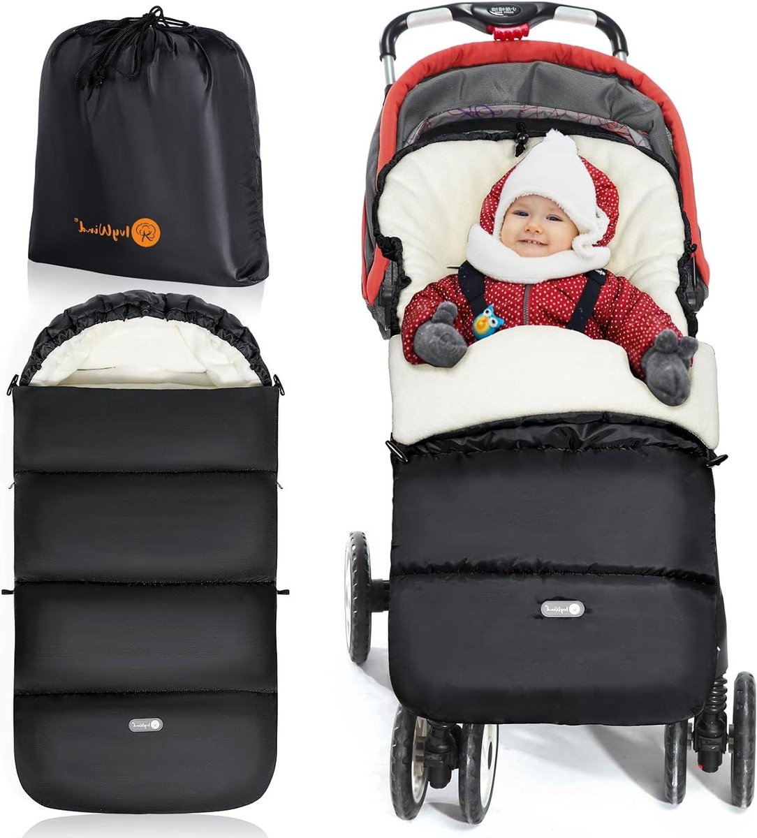 Universele Voetenzak - Kinderwagen Voeten - Winterse Uitjes - Waterdicht & Warm - 95x50 cm - Zwart-Wit