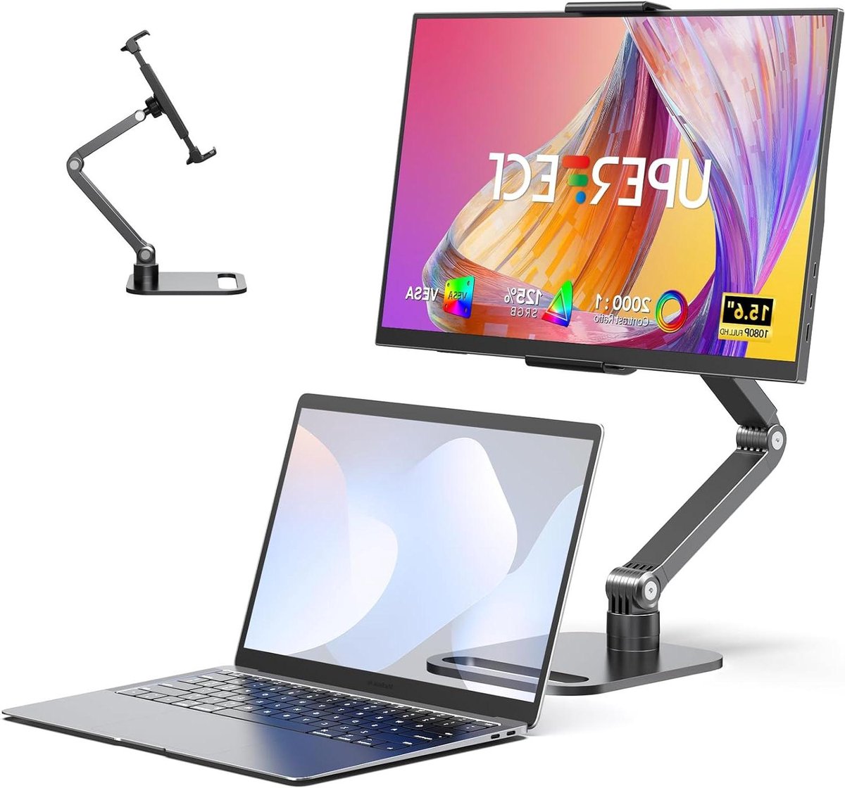 Draagbare Monitor - Extra Scherm - Efficiënt Werken - 125% sRGB Kleurengamma - 15.6 Inch - Zwart