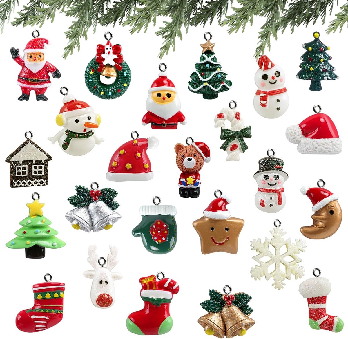 kerst versiering - kerstboomversiering - Kerstcadeaus - 24 STUKS DIY Kerstmis Kerst Hangornamenten Set - geschikt voor kantoor Familie kerstsfeer