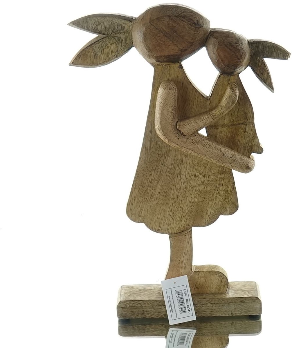 Riffelmacher Paasdecoratie Konijnenmoeder met Kind 38 cm Hout Naturel