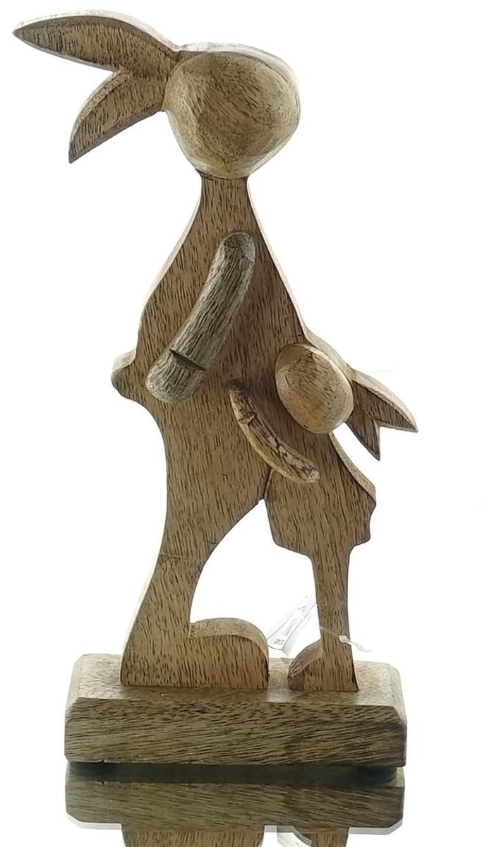 Riffelmacher Paasdecoratie Konijnenvader met Kind 27 cm Hout Naturel
