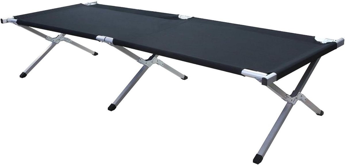 XXL campingbed - Veld bed - Comfortabel slapen - 200 kg draagkracht - 210 cm - Zwart