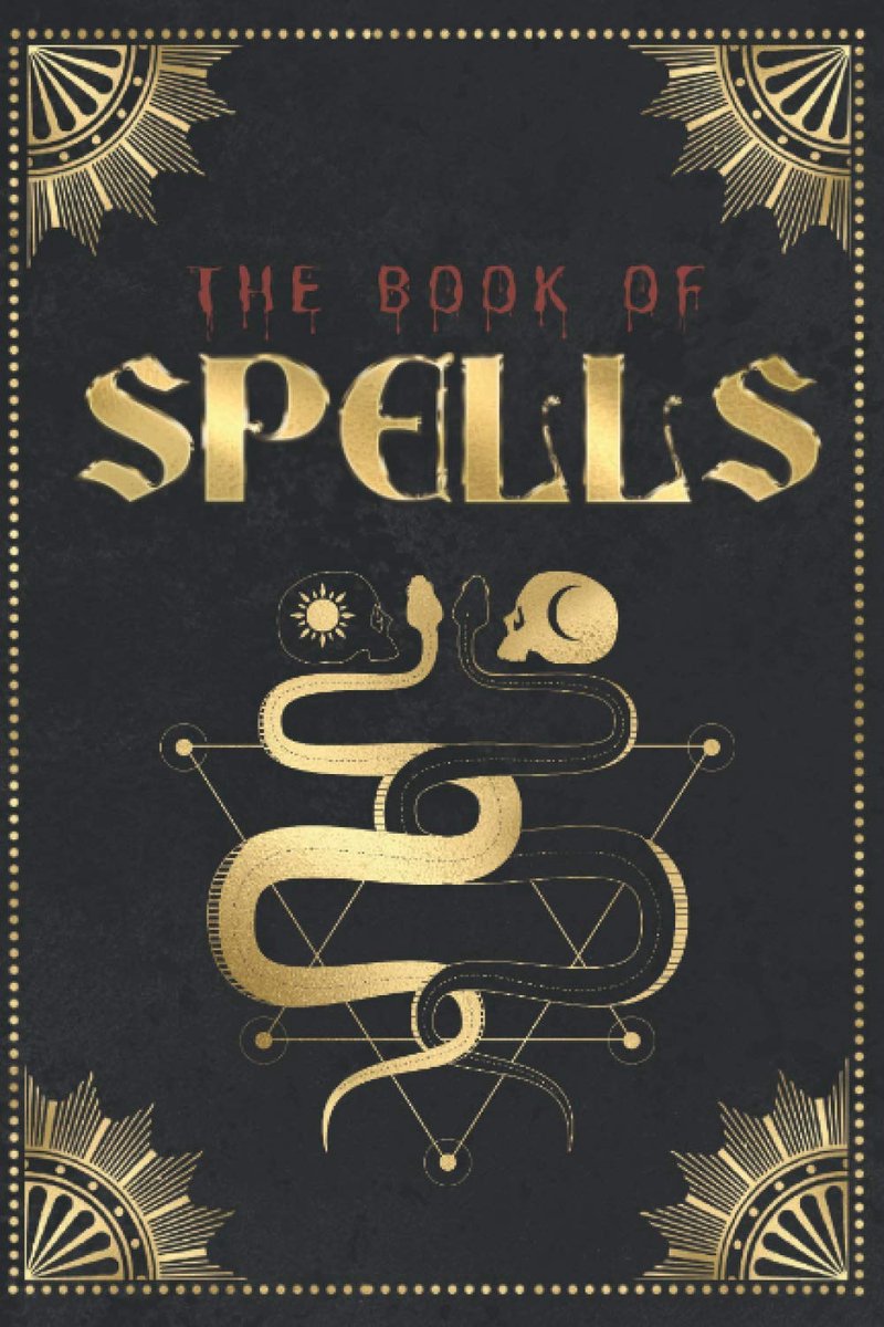The Book of Spells: Witch's Book of Shadows: Halloween Prop Book: Blank Notebook with Black Pages (With Page Ornaments) - ShopVlot
