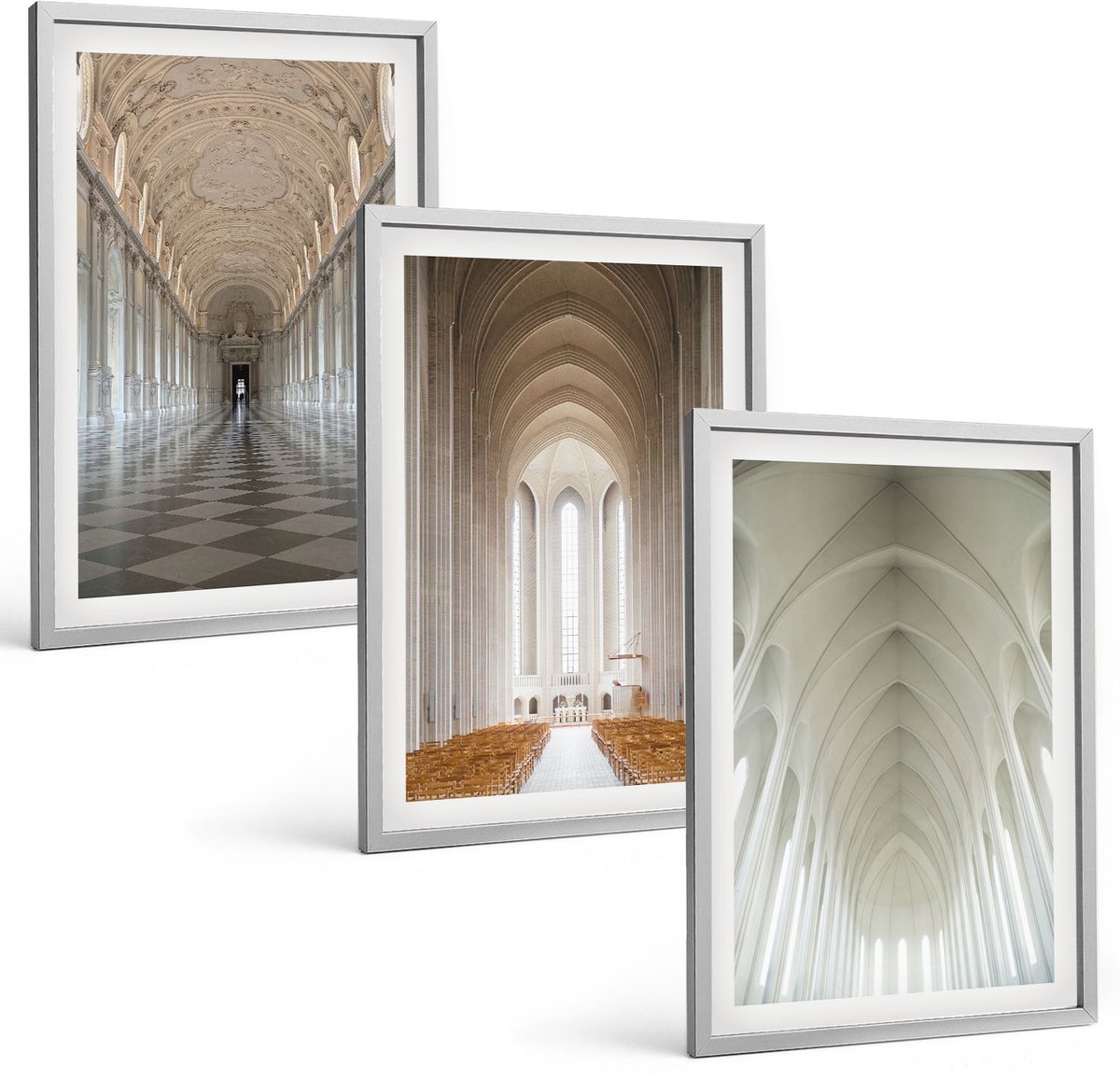 Coloray 3-Delige Schilderij Set - Interieurs Van Historische Gebouwen En Kathedralen - 40 x 60 cm - Stijlvolle Muurdecoratie - Slaapkamer