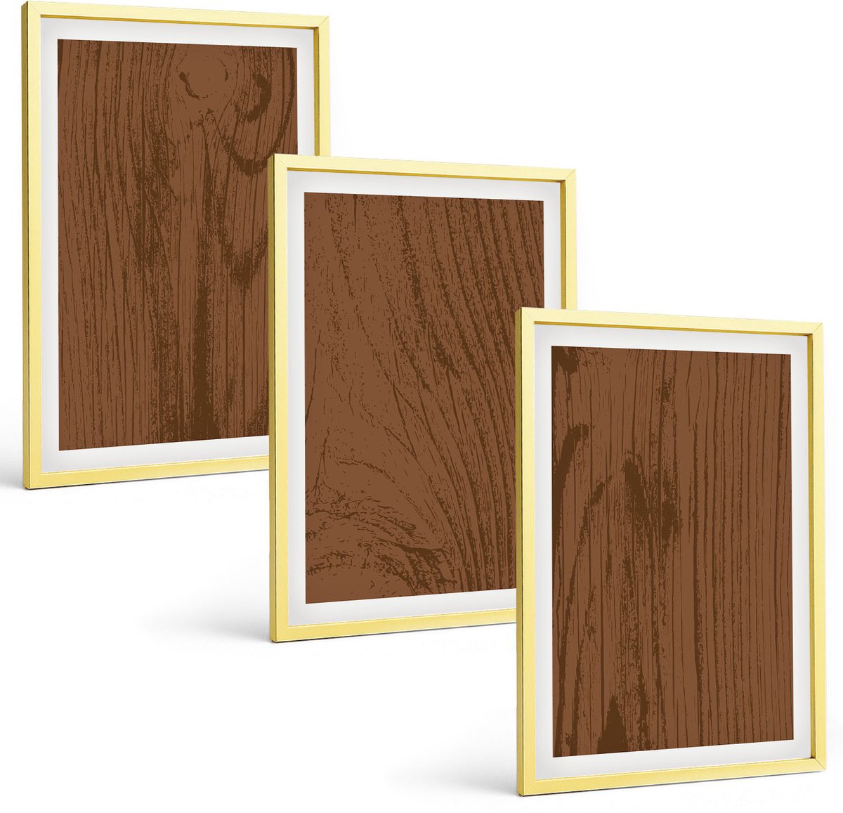 Coloray 3-Delige Schilderij Set - Abstracte Vormen En Donker Marmer - 40 x 40 cm En 40 x 60 cm - Muurdecoratie - Wanddecoratie - Slaapkamer