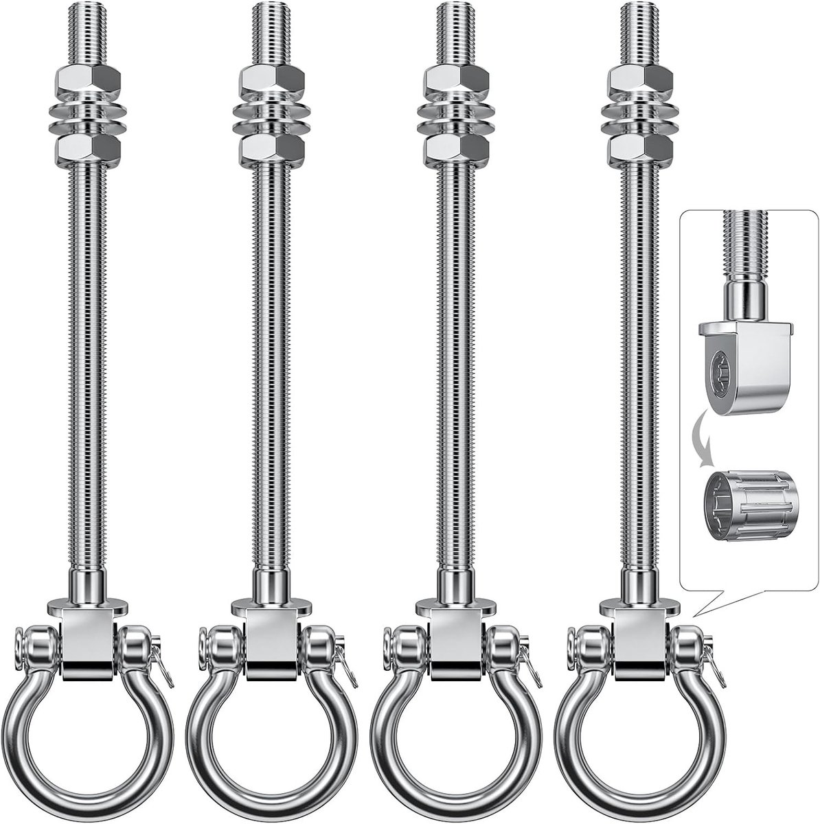 Schommelhaken - Roestvrij staal - 24 x 4,5 x 2 cm - Met Lagers en Schroeven - Voor Schommels en Fitnessaccessoires