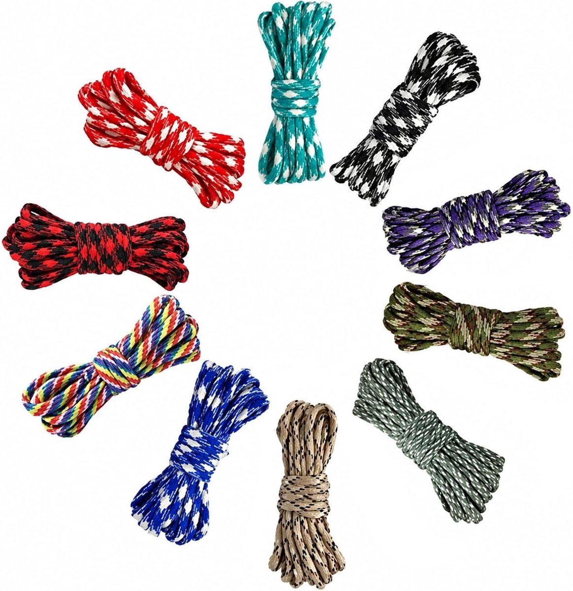 Set van 10 Paracord Touwen van 3 Meter voor Survival, Outdoor Activiteiten en Handgemaakte Projecten