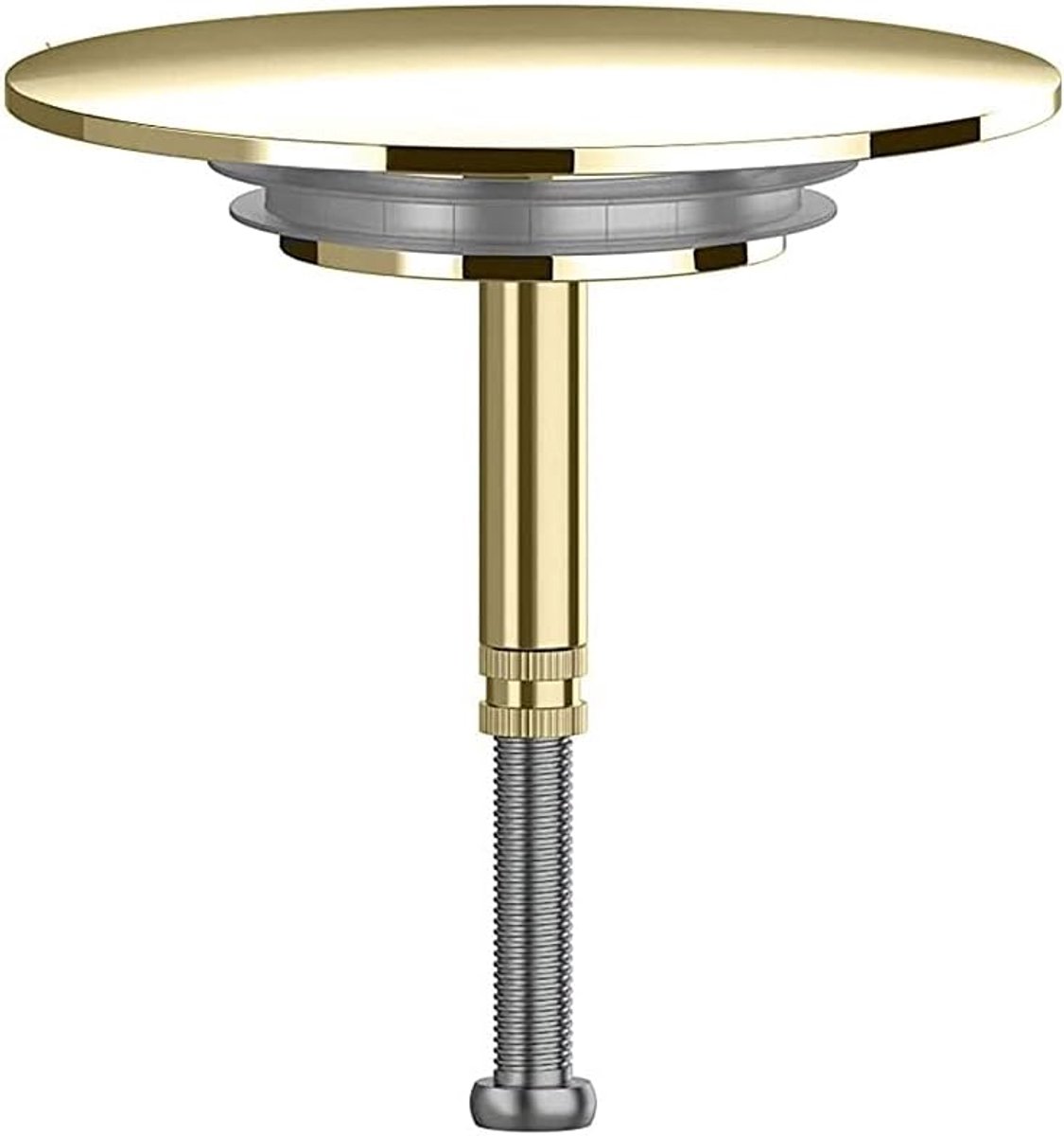 Badkuip Afvoerplug 72 mm – Universele Verstelbare Badplug met Dubbele Afdichting – Lekvrije Messing Kern – Chroom Afwerking – Geschikt voor Badkamer & Badkuipafvoer (Goud)
