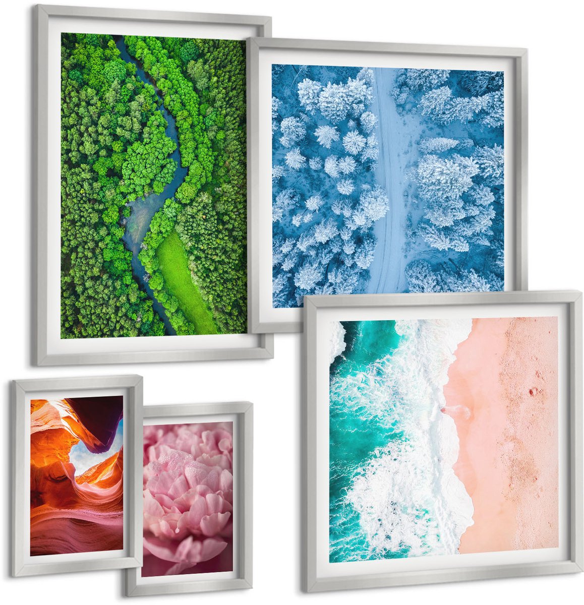 Coloray 5-Delige Schilderij Set - Stijlvolle Personages In Minimalistische Tinten - 20 x 30 cm - Stijlvolle Wanddecoratie - Interieur - Muurdecoratie