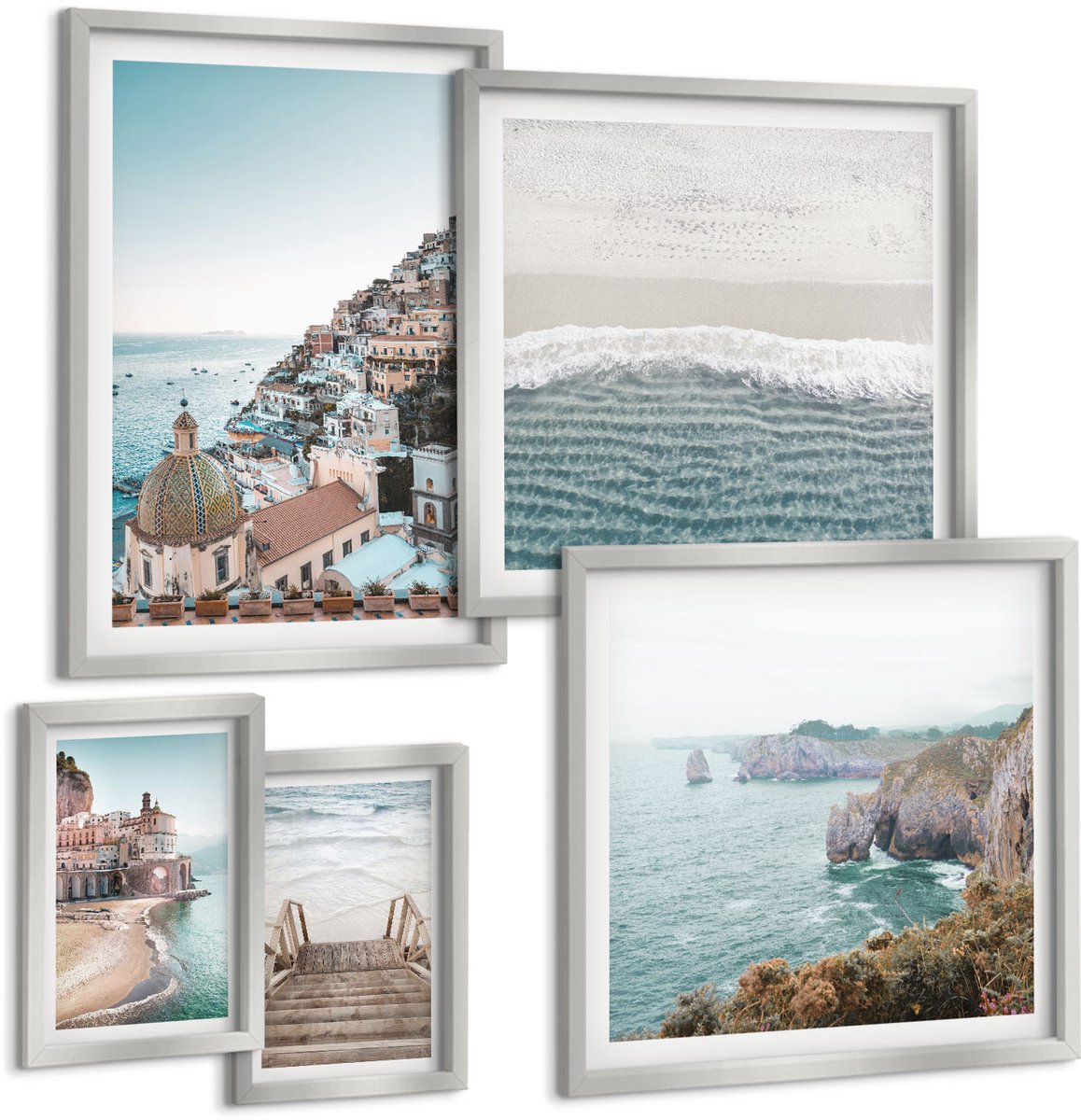 Coloray 5-Delige Schilderij Set - Tropische Landschappen Met Eilanden En Turquoise Water - 20 x 30 cm - Wanddecoratie - Woonkamer Decoratie - Stijlvolle Muurdecoratie