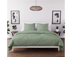 Soleil d'Ocre Boheme Beddengoed van gewassen microvezel, 260 x 240 cm, watergroen