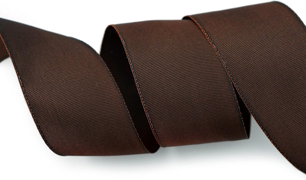 25 m x 40 mm draadrandband LEO donkerbruin chocoladebruin (523) decoratielint met draadranden cadeaulint stoffen lint visco draad van hernieuwbare grondstoffen biologisch afbreekbaar