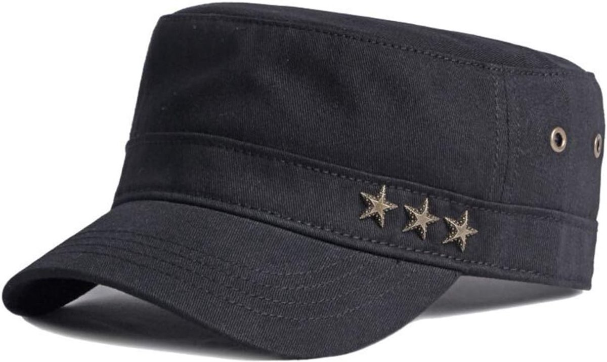 Flat Baseball Caps Heren Army Military Cap Katoen Sport Zonnecap Army Cap, zwart, 56/60 cm
