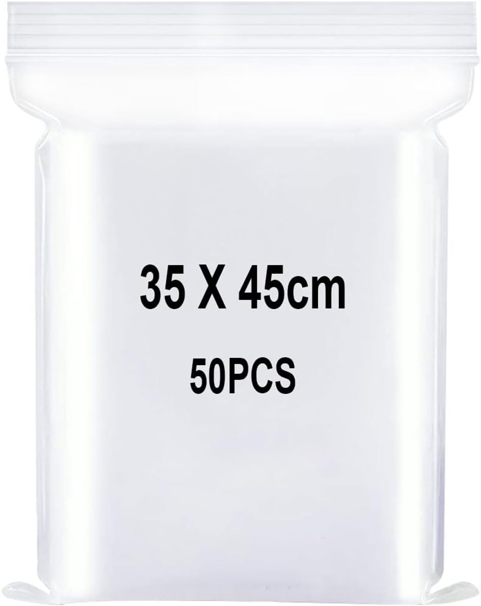 Transparante Plastic Tassen, Medium Ziplock Tassen, Polyzak, Zak Met Ritssluiting Druksluiting, Van Toepassing op Ambachtelijke Benodigdheden, Kledingopslag enz. 35x45cm 50st