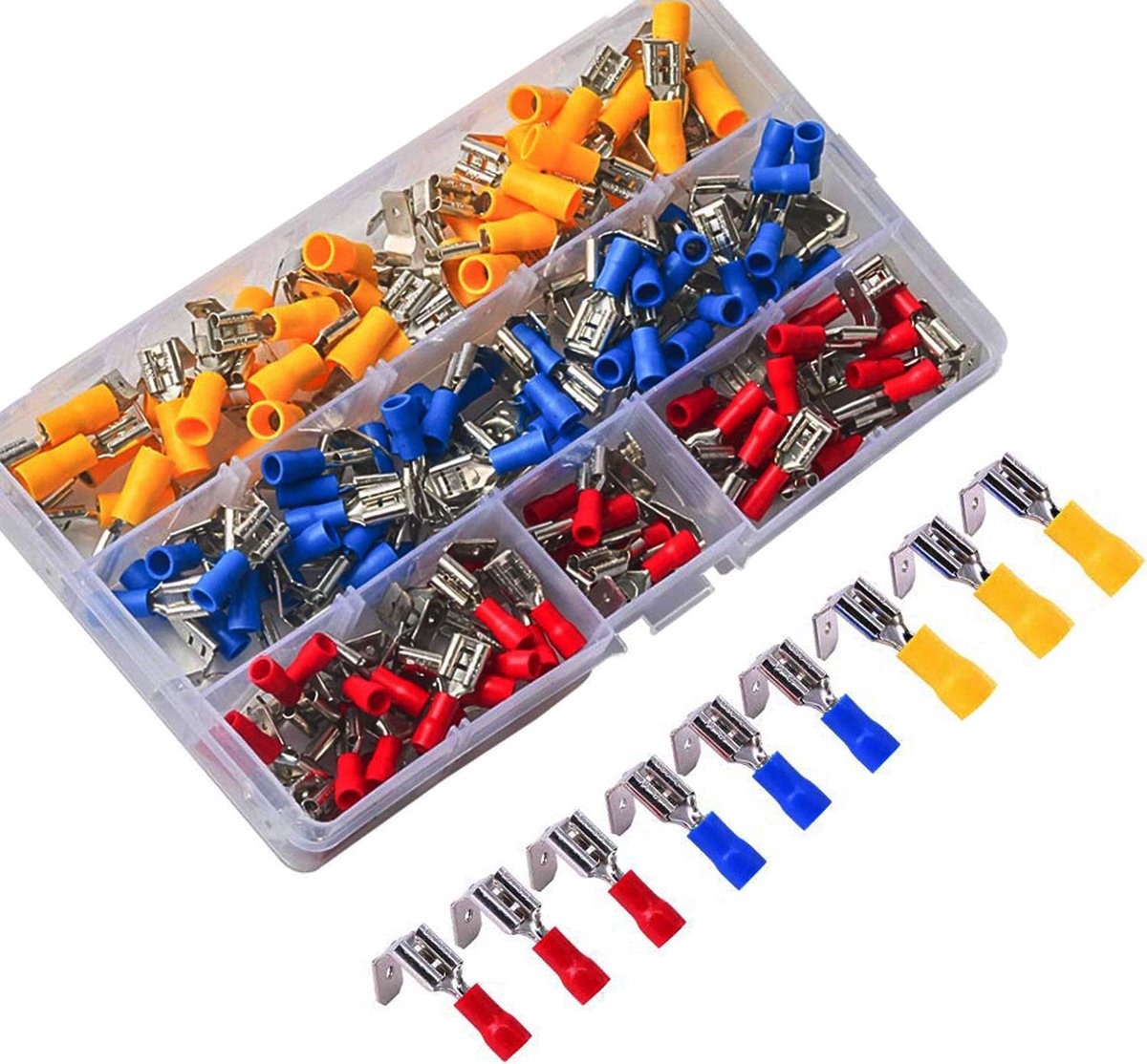 Dailygoods - 150 Stuks Half Geïsoleerde Huckepack Kabelschoenen - Spade Connectors voor Elektrische Verbindingen