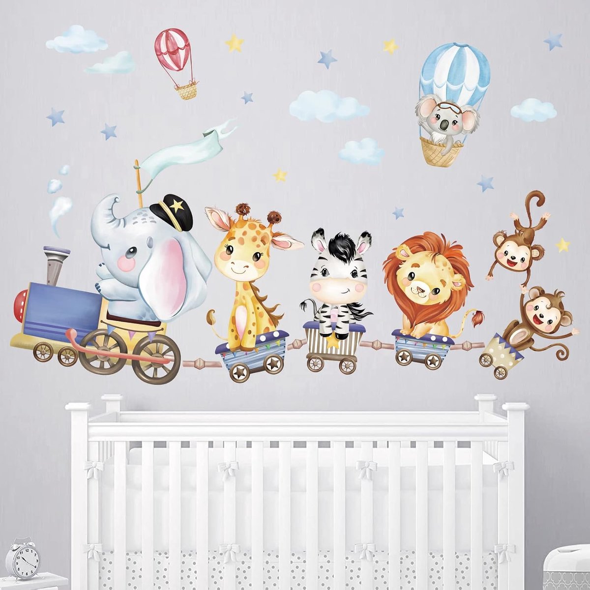 wondever Muursticker safari dieren trein muursticker jungle dieren