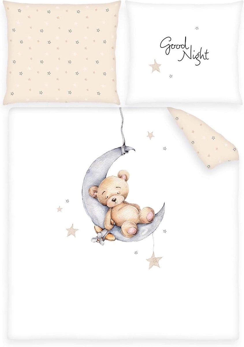 Kinderdekbedovertrek 80x80 cm - 100% katoen - Teddybeer