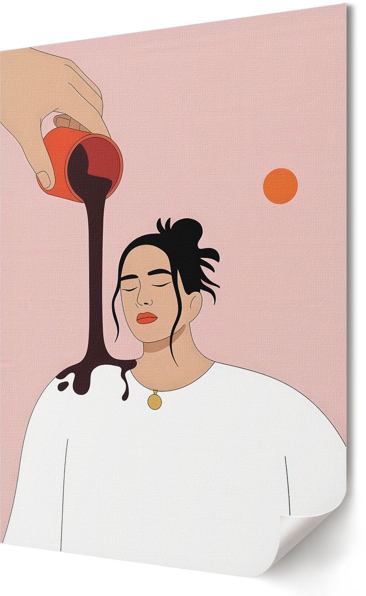 Coloray Polycanvas Wandposter - Lijntekeningen Van Vrouwen, Lijntekening - A3 - Zwart Motief - Rechthoek - Canvasposter - Woonkamer, Slaapkamer, Kantoor - Expressief