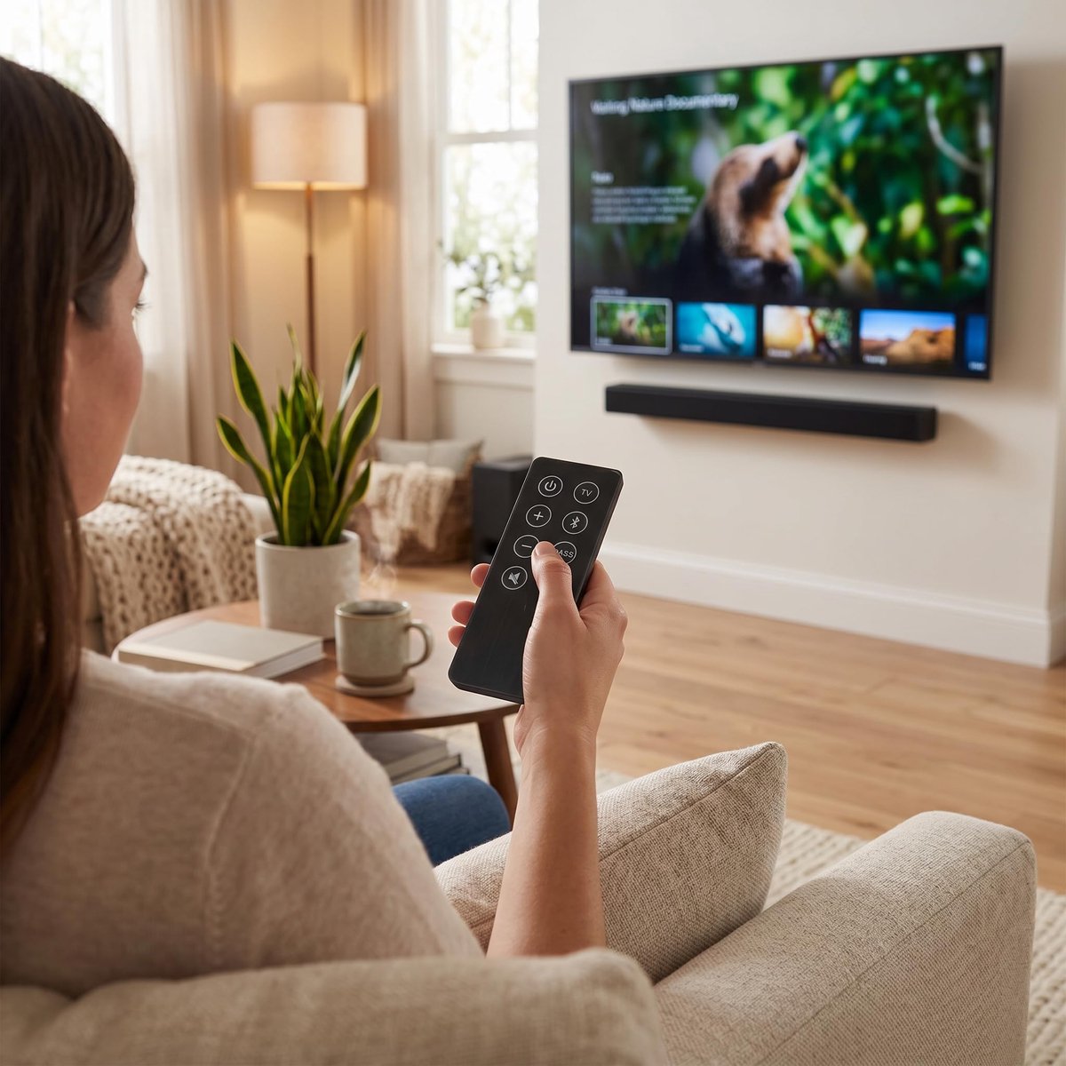 SIXRUN Universal Soundbar Afstandsbediening, Ergonomisch Ontwerp, Gemakkelijk Te Gebruiken Externe Vervanging voor - ShopVlot