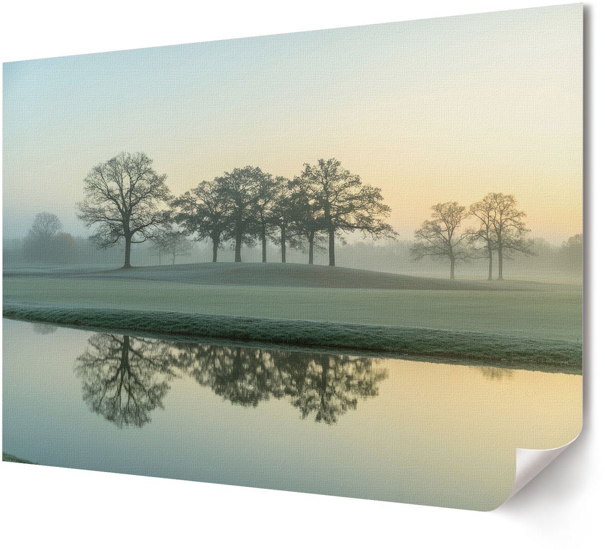 Coloray Polycanvas Wandposter - Bergachtig Westen, Blauw - A4 - Wit Motief - Rechthoek - Wandkunstwerk - Slaapkamer - Klassiek