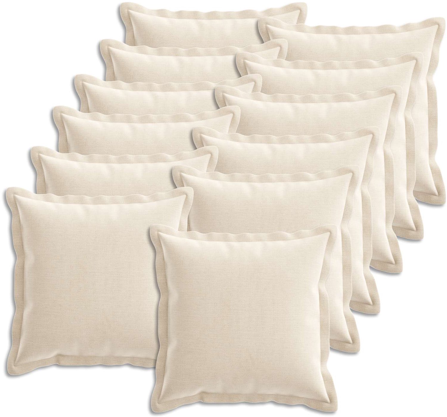 vidaXL Dekenkussen - 12 - st - HOUTEN - Crèmekleurig - 40 - x - 40 - cm - Chenille - Stof