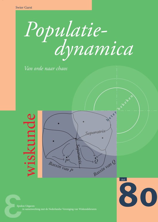 Voorkant van het boek Populatiedynamica, Zebra-reeks 80, met een groen ontwerp en een wiskundig diagram.