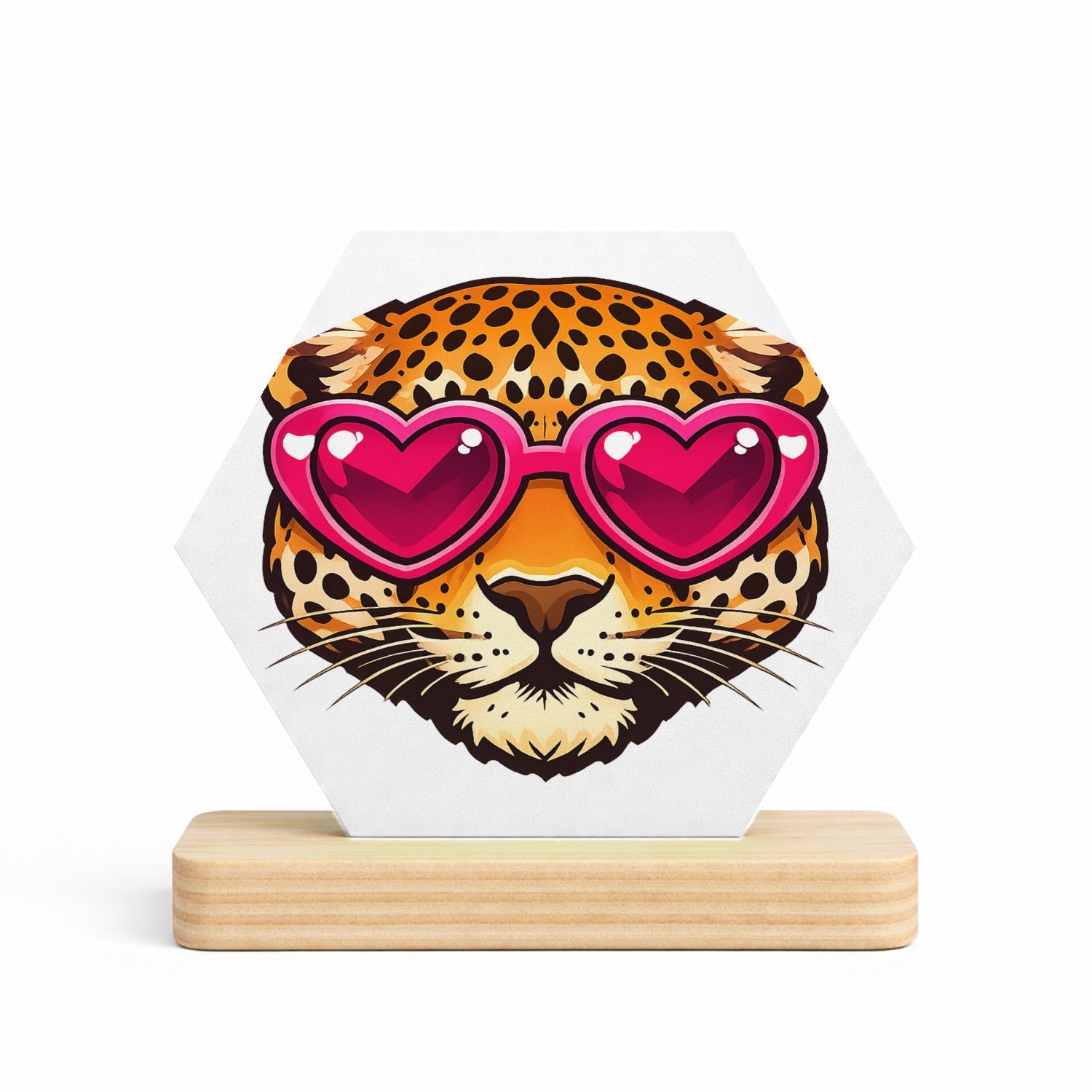 Mr Cadeautjes MDF fotolijst/inleg hexagon 14 x 13 - design Een opvallend dierenportret met een onverwachte mode-accesso | cadeau Wit