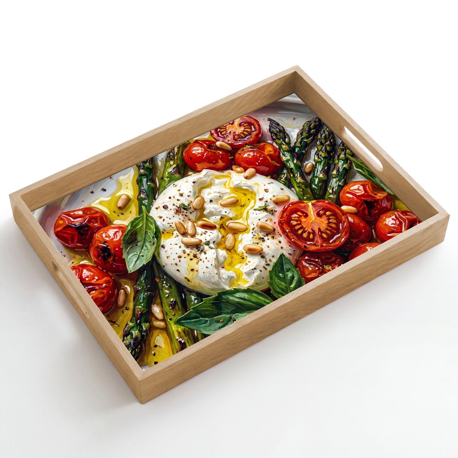 Dienblad hout 50x35 cm - Schootdienblad - Eten - Groenten - Kaas - Modern - Vers - Borrelplank rechthoek - Plateau dienbladen