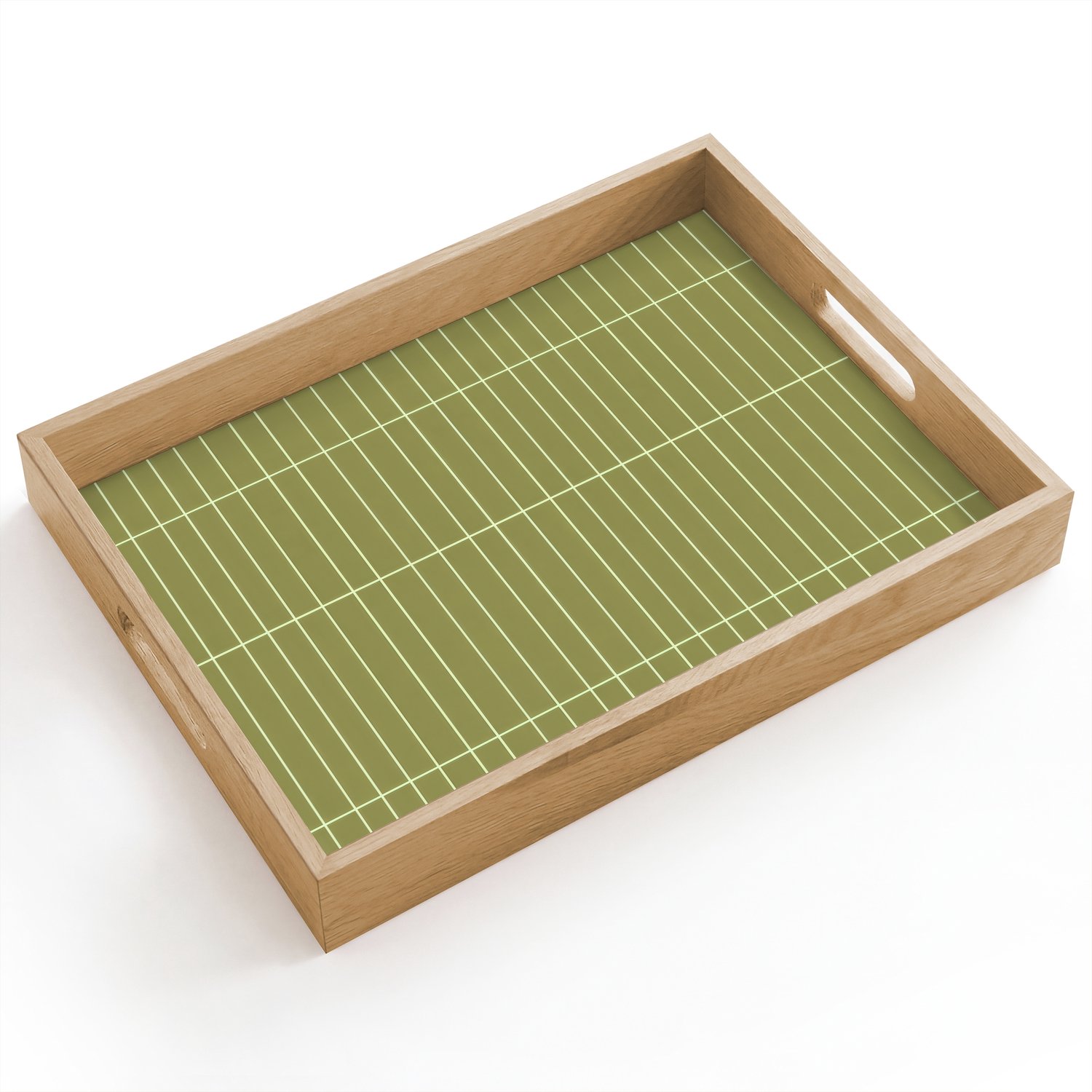 Dienblad hout 40x30 cm - Schootdienblad - Verticaal - Wandtegel - Olijfgroen - Borrelplank rechthoek - Plateau dienbladen