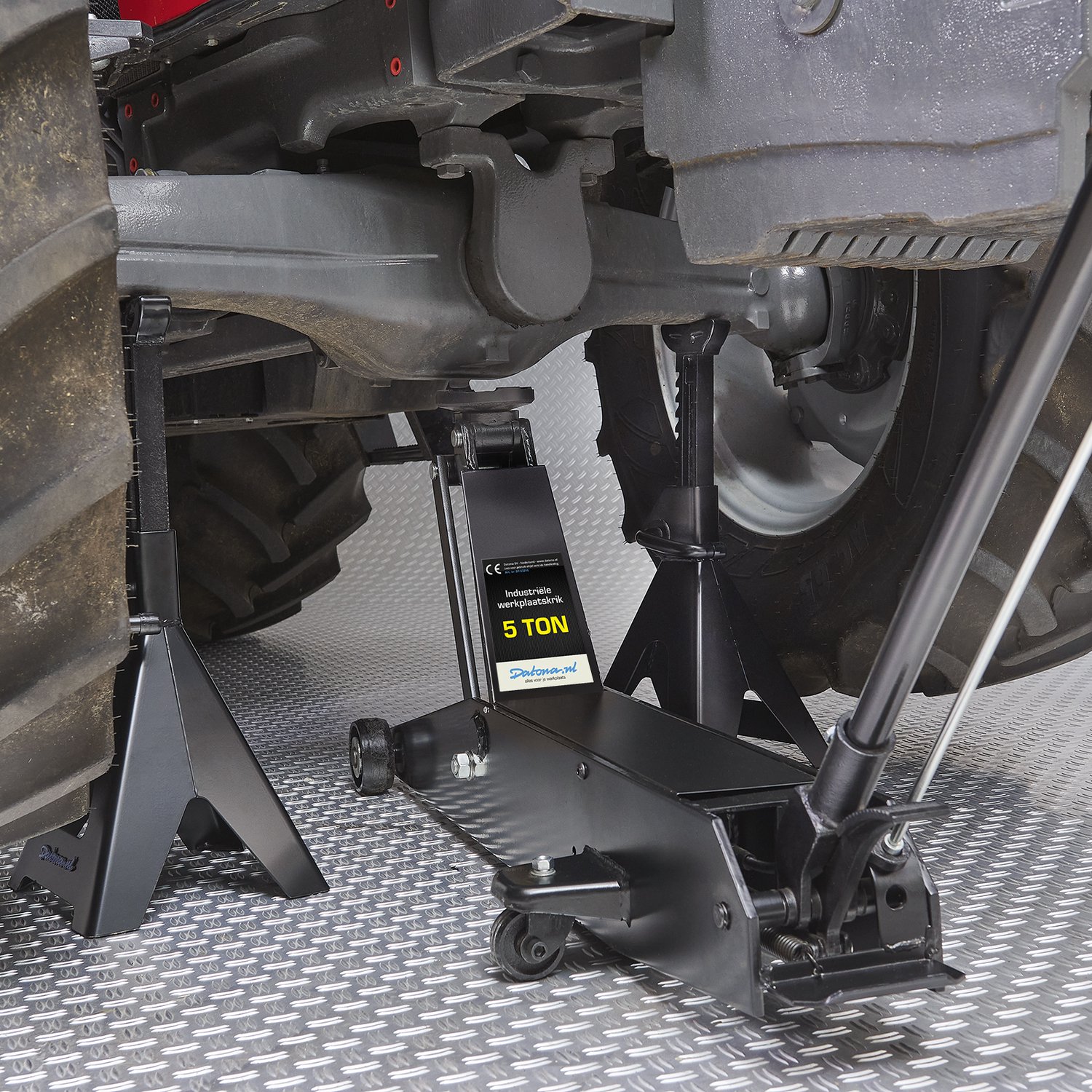 Datona® Werkplaatskrik 5 ton met hoge assteunen 12 ton - Zwart