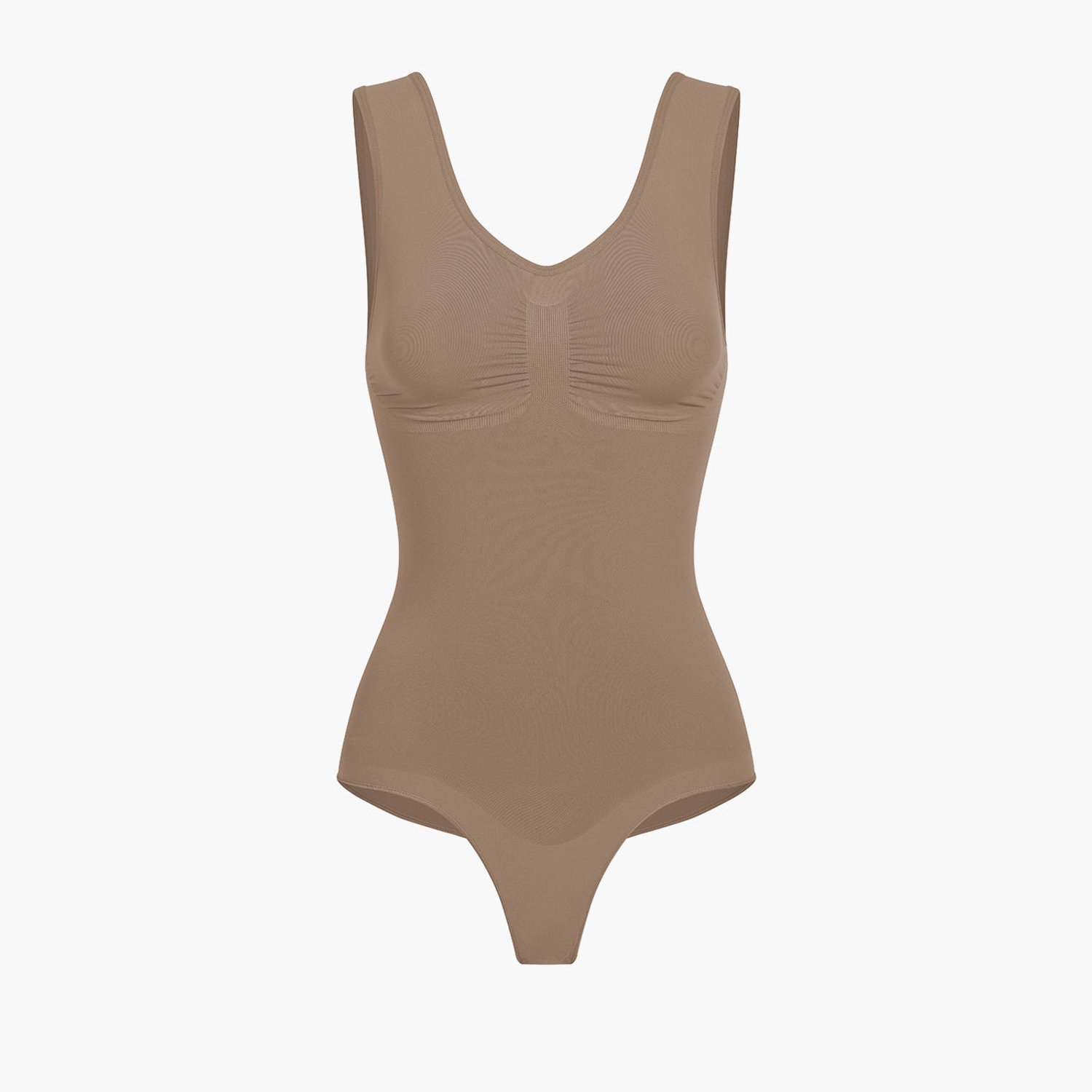 cfab Tanktop bodysuit met corrigerende werking en koordjes - Caramel - XS - Corrigerende Body - Naadlos - corrigerend ondergoed dames